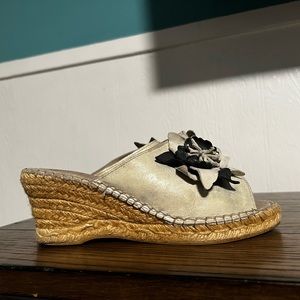 Bruma ivory shimmer espadrille wedge 38